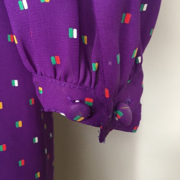 Vintage 1980s Samuel Blue Pleated Bodice Midi Dress size 8‎ - Picture 8 of 13